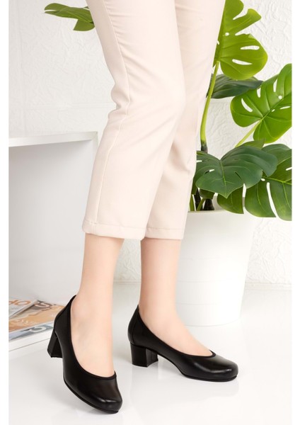 Kadın Hakiki Deri Rahat Günlük Topuklu Ayakkabı ŞHN.280 - Siyah - 36 indirimleri