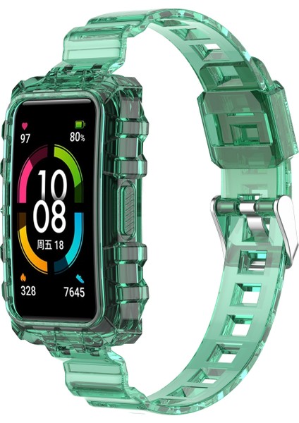 Huawei Band 7 Yeşil Şeffaf Silikon Me Bandı (Yurt Dışından)