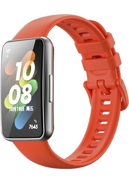 Huawei Band 7 / Honor Band 7 Turuncu Kırmızı Silikon Band (Yurt Dışından)