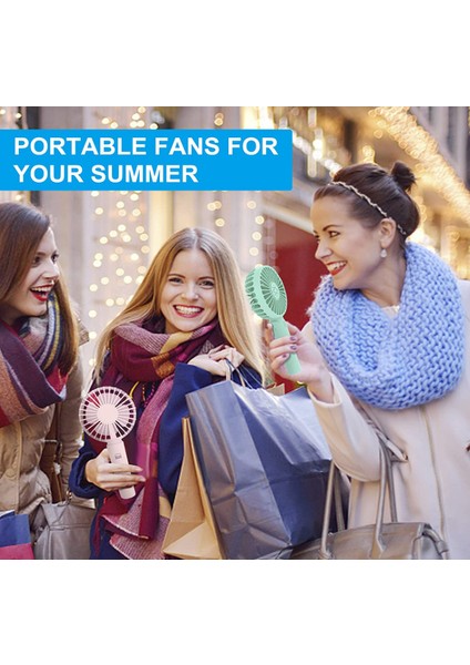 El Cep Fanı Mini Taşınabilir Fan 2000MAH USB Pille Çalışan USB Şarj Edilebilir Fan, Hız Ayarlı Sessiz Masa Fanı, Tabanlı (Yurt Dışından)