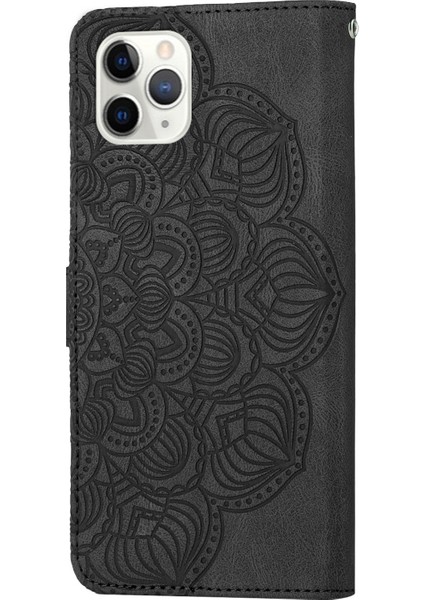 Iphone 11 Pro Max Black Için Mandala Deri Kılıf