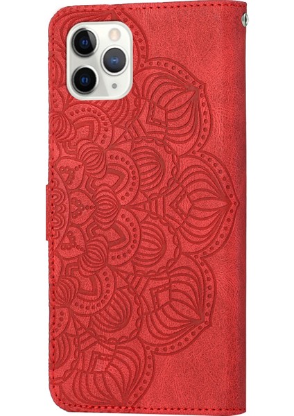 Iphone 11 Pro Max Red Için Mandala Deri Kılıf