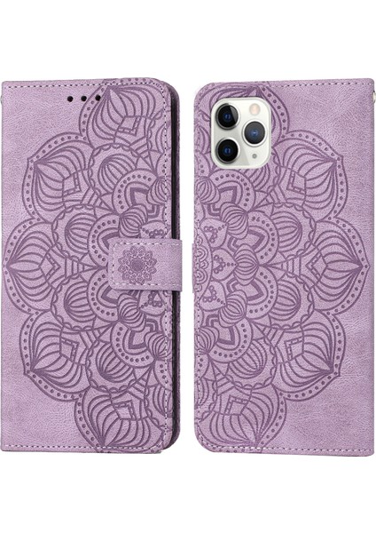 Iphone 11 Pro Max Purple Için Mandala Deri Kılıf