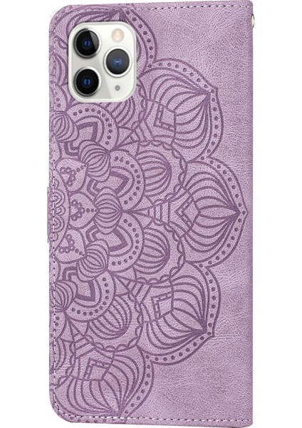 Iphone 11 Pro Max Purple Için Mandala Deri Kılıf