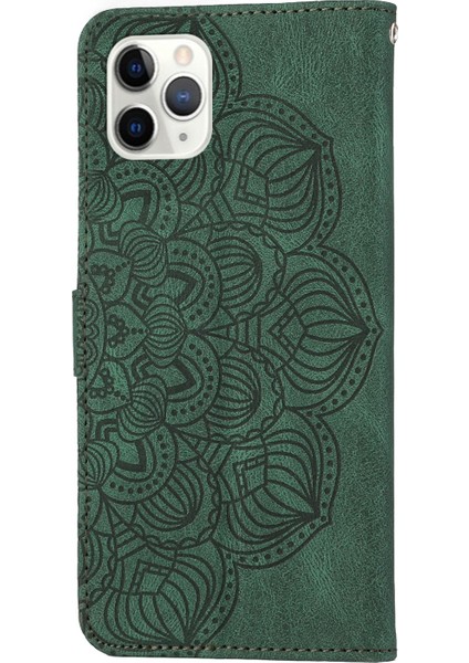 Iphone 11 Pro Max Green Için Mandala Deri Kılıf