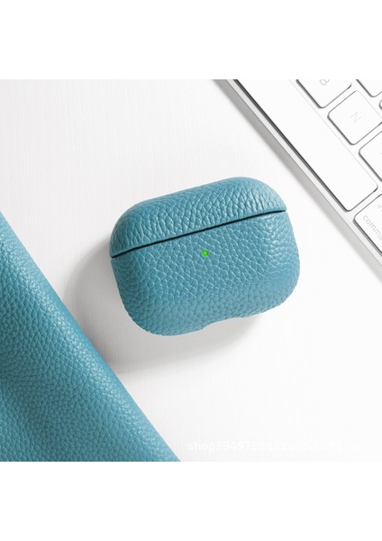 Kuzey Mavi Için Lychee Tahıl Cowhide Kulaklık Kılıfı (Yurt Dışından)