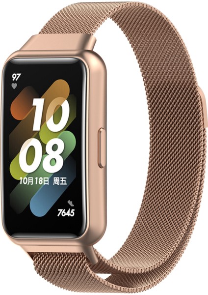 Huawei Band 7 Açık Pembe Için Milan Manyetik Saat Band