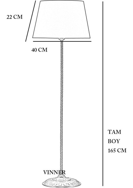 Conic Eskitme Tek Ayaklı Metal Burgulu Lambader - Krem