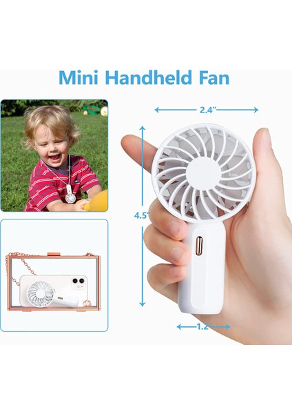 El Tipi Portatif Fan Hız Ayarlanabilir 7 LED Renkli Gece Lambası ile USB Şarj Edilebilir Pil Fanı(Yurt Dışından)