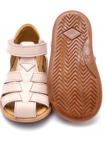 Deri Çocuk Sandalet Pembe D-464