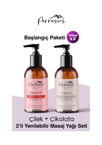 Doğal Çilek Çikolata Özlü Ve Duyusal Masaj Yağı Set 150ml