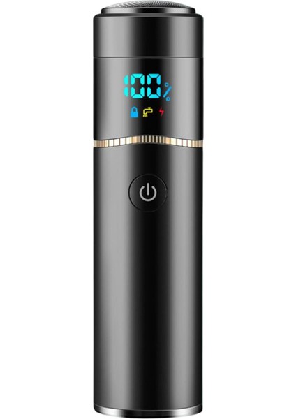 Taşınabilir Mini Elektrikli Tıraş Makinesi Yıkanabilir USB Şarj LED Ekran Kompakt Boyutta Siyah (Yurt Dışından)