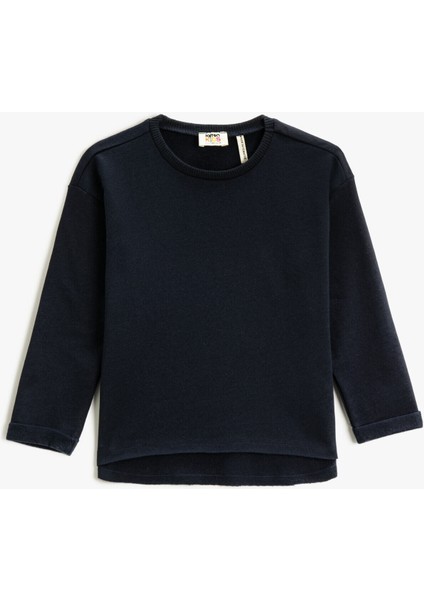 Uzun Kollu Basic Sweatshirt Pamuklu Bisiklet Yaka