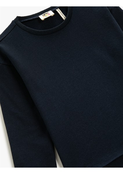 Uzun Kollu Basic Sweatshirt Pamuklu Bisiklet Yaka modelleri