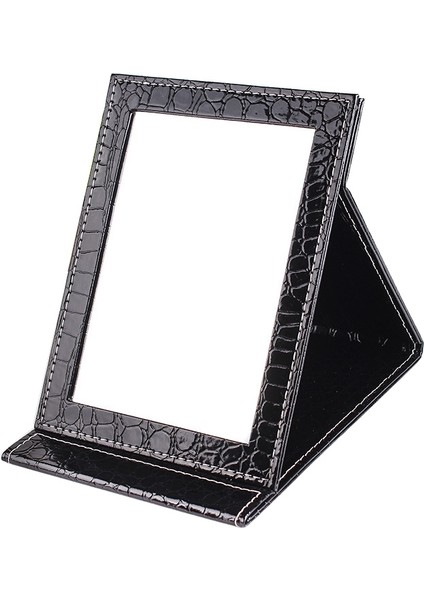 2 Adet Kare Standı Deri Makyaj Aynası ， Boyut: M15X20.5X1.6CM Siyah