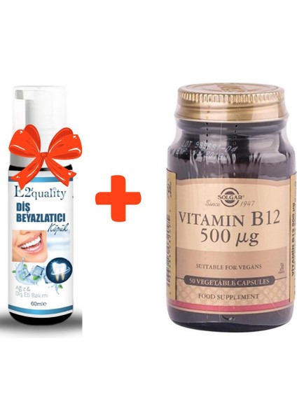 E2'quality Diş Beyazlatıcı Köpük + Solgar Vitamin B12 500 Mg 50 Kapsül