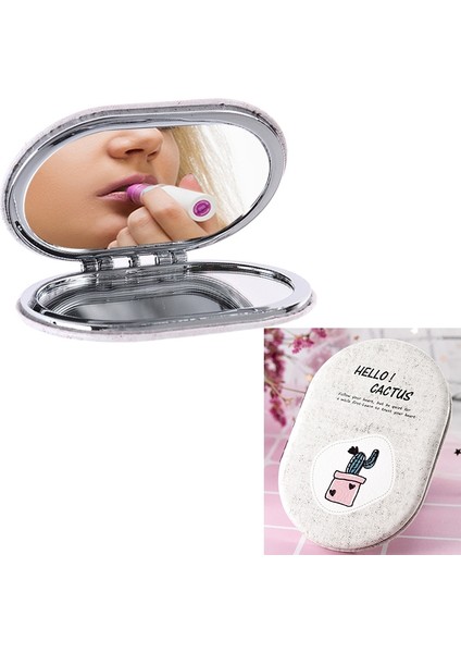 Taşınabilir Kozmetik Ayna Taze Kaktüs Küçük Ayna Pembe Kırmızı