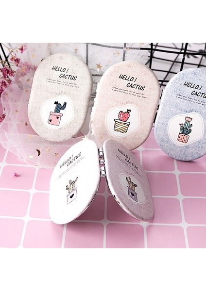 Taşınabilir Kozmetik Ayna Taze Kaktüs Küçük Ayna Pembe Kırmızı modelleri