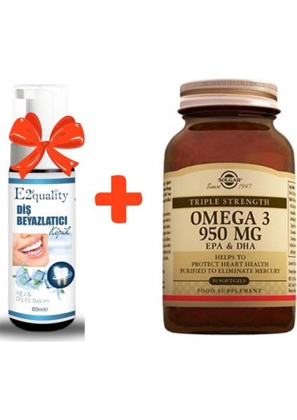 E2'quality Diş Beyazlatıcı Köpük + Solgar Omega 3 950 Mg 50 Softgel Kapsül