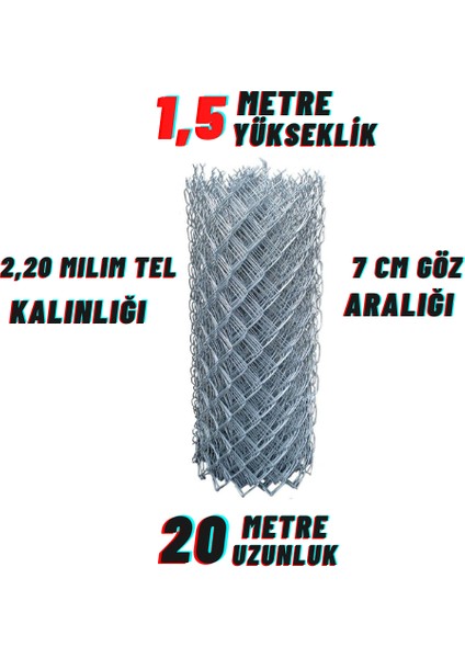 2.20 mm Kalınlık , 7cm×7cm Göz Aralığı, (1.5METRE-20METRE) Galvanizli Helezon Bahçe Tel Örgü Bahçe Çiti Bahçe Teli