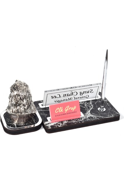 Mermer Desenli Deri Kartal Büst Set Ofis Dekoru Masa Isimlik modelleri