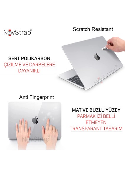 Novstrap Apple Macbook Pro 2020 13 Inç A2289-A2251 Uyumlu Sert Mat Frosted Kılıf Anti Fingerprint