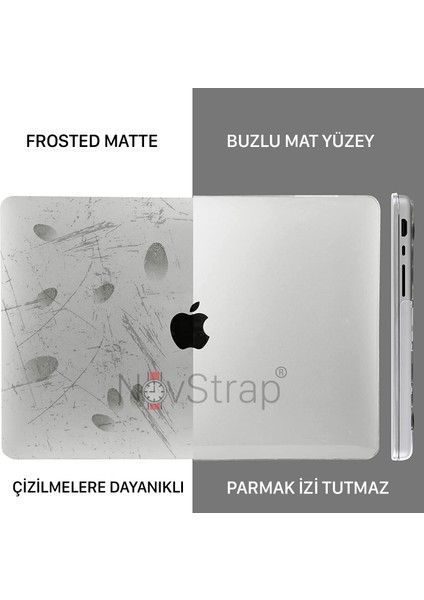 Novstrap Apple Macbook Pro 2020 13 Inç A2289-A2251 Uyumlu Sert Mat Frosted Kılıf Anti Fingerprint