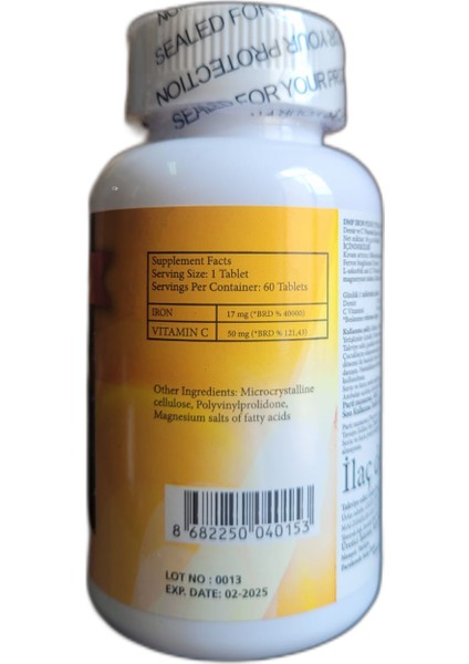 Demir Plus C Vitamini 60 Tablet Iron
