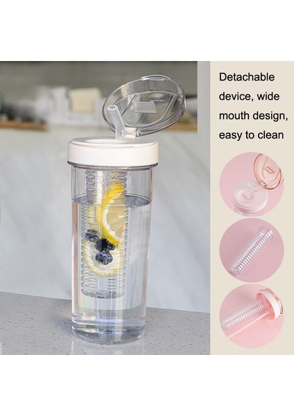 2pcs Taşınabilir Plastik Su Kupası, 800 ml. Bej (Yurt Dışından)