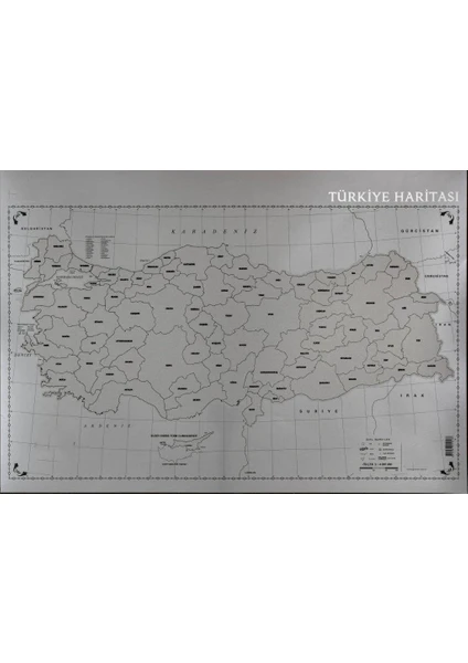 Gürbüz Yayınları Kazınabilir Türkiyie Haritası 35*50