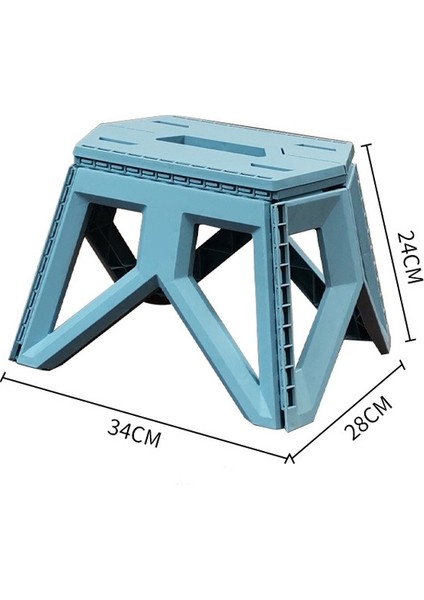 Taşınabilir Kalınlaşmış Plastik Katlanır Tabure Göl Mavisi (Yurt Dışından)