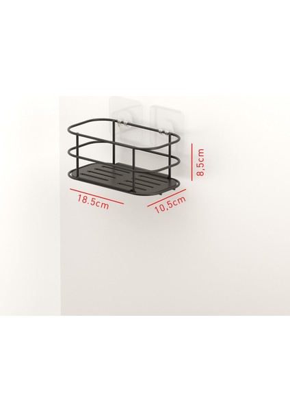 Teknotel Yapışkanlı Banyo&mutfak Rafı Mat Siyah Grena Seri ST121