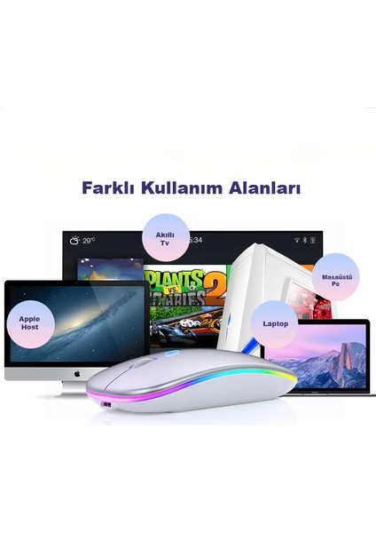 2.4ghz USB Alıcılı Kablosuz Optik Mouse Fare Şarj Edilebilir