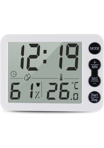 187-CLK1124WB Büyük Ekran Alarm Zamanlayıcı Sıcaklık Nem Ölçer (Yurt Dışından)