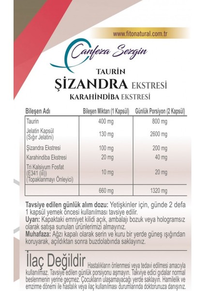 Şizandra & Karahindiba Ekstresi – Taurin modelleri