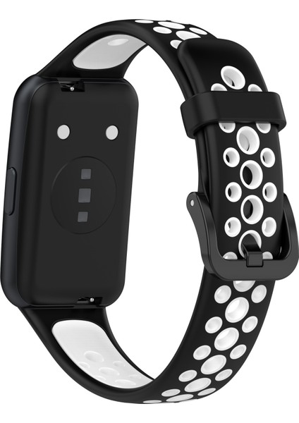Huawei Bandı 7/7 Nfc Siyah + Beyaz İçin Nefes Alabaş Silikon Saat Bandı (Yurt Dışından)