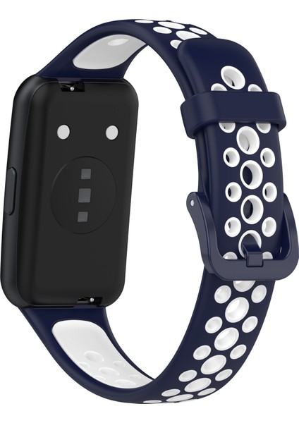 Huawei Bandı 7/7 Nfc Koyu Mavi + Beyaz İçin Nefes Alabilen Silikon Saat Grubu (Yurt Dışından)