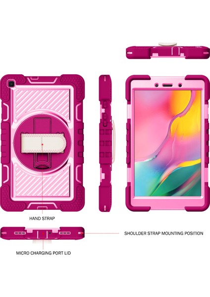 Samsung Galaxy Tab İçin A 8.0 2019 T290 Silikon - Pc Kılıfı Gül Kırmızı - Pembe (Yurt Dışından)