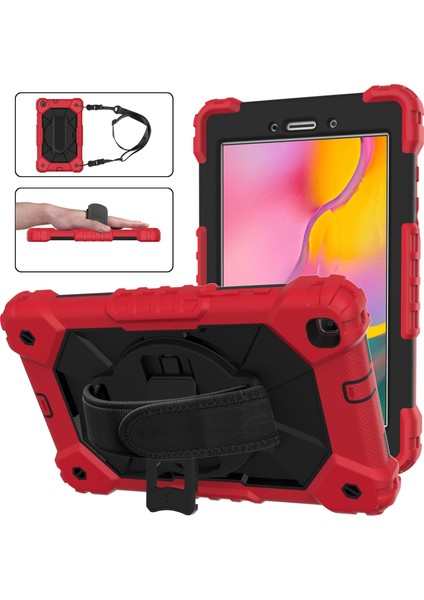 Samsung Galaxy Tab İçin A 8.0 (2019) T290 / T295 Silikon - Pc Kasa Kırmızı - Siyah (Yurt Dışından)