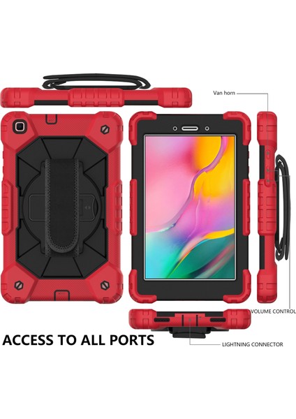 Samsung Galaxy Tab İçin A 8.0 (2019) T290 / T295 Silikon - Pc Kasa Kırmızı - Siyah (Yurt Dışından) modelleri