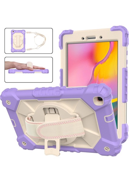 Samsung Galaxy Tab İçin 8.0 (2019) T290 / T295 Silikon - Pc Case Purple - Bej (Yurt Dışından)