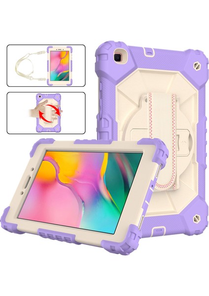 Samsung Galaxy Tab İçin 8.0 (2019) T290 / T295 Silikon - Pc Case Purple - Bej (Yurt Dışından) modelleri