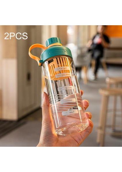 2pcs Taşınabilir Plastik Kupa, Şişe 550 ml. Yeşil Turuncu (Yurt Dışından)