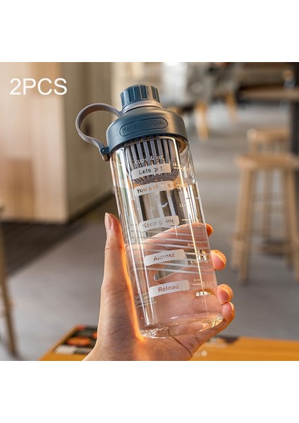 2pcs Taşınabilir Plastik Kupa, Şişe 550 ml. Gri Mavi (Yurt Dışından)