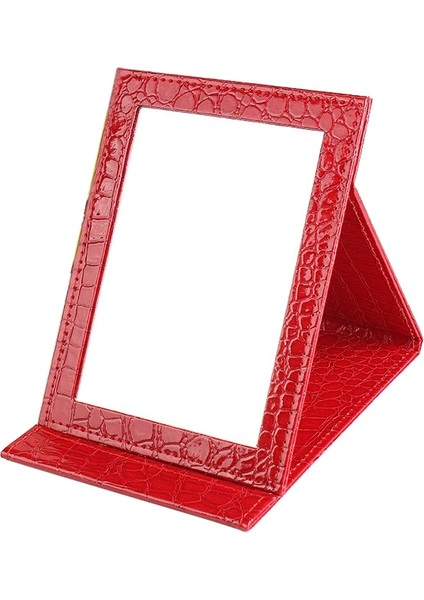 2 Adet Kare Standı Deri Makyaj Aynası. Boyut: M 15 x 20.5 x 1.6 cm. Kırmızı (Yurt Dışından)