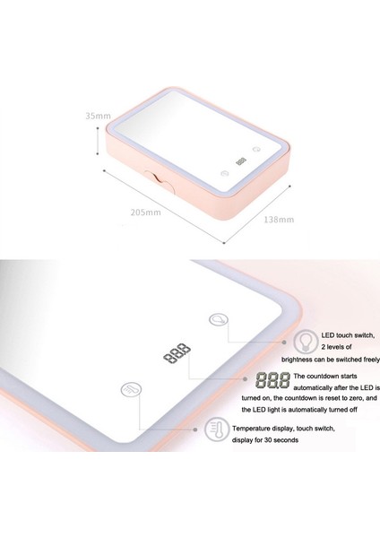 FD001 LED Karartma Makyaj Aynası Romantik Pembe (Yurt Dışından)