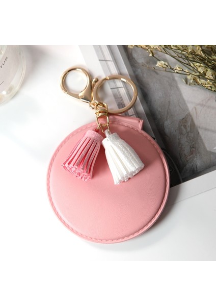 Pu Deri Çift Taraflı Kızlar Taşınabilir Katlanır Ayna Pembe (Yurt Dışından)