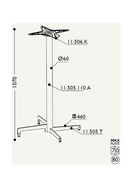 Toplanır Masa Ayağı Taban 46*46 cm 110 cm