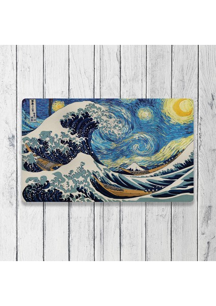 Büyük Dalga Yıldızlı Gece Dijital Baskılı 50X70CM Dekoratif Çok Amaçlı Iç ve Dış Kapı Paspası