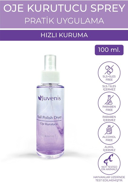 Oje Kurutucu Hızlı Oje Kurutma E Vitaminli Yağ ve İz Bırakmayan Oje Kurutucu Sprey 100ml